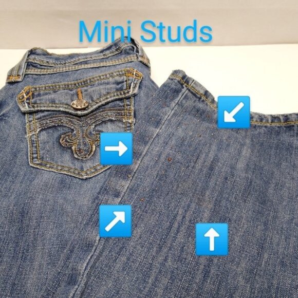 VF Jeanswear Women's 3x34 Low Rise Flared Legs With Silver & Gold Mini-Studs EUC - Picture 10 of 12